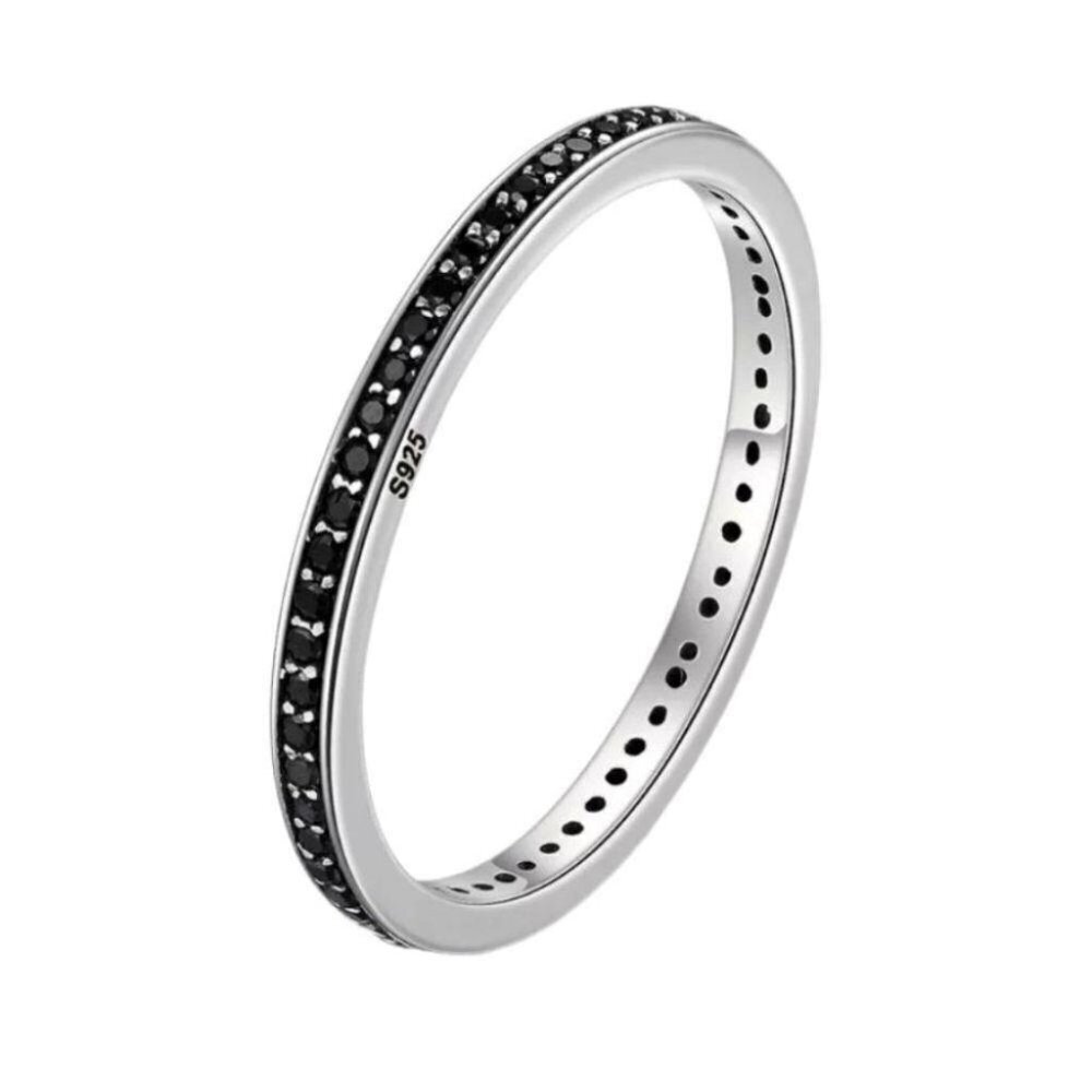 925 Sterling Silver Black CZ Band Ring